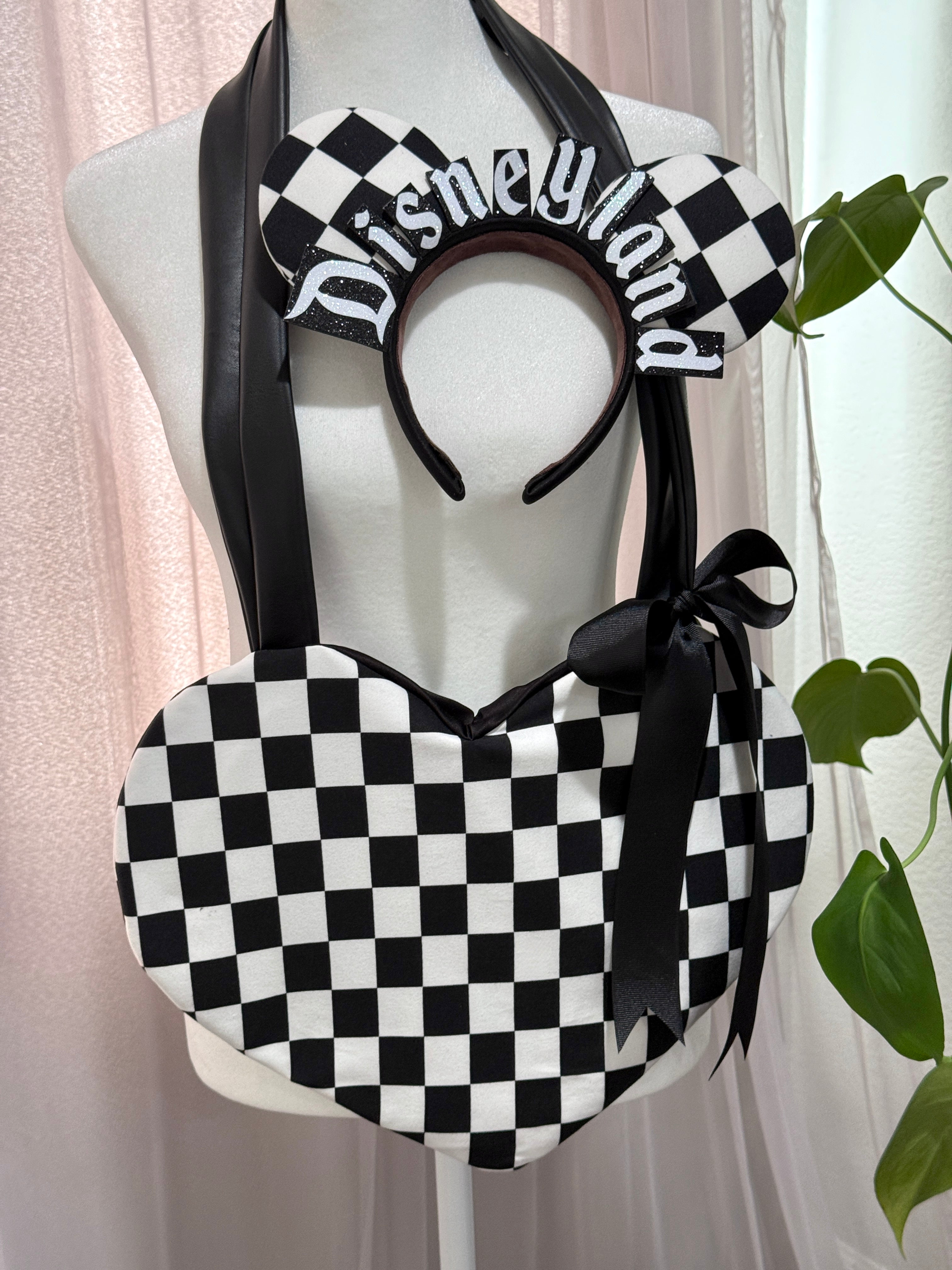 Checkered Heart Tote Bag
