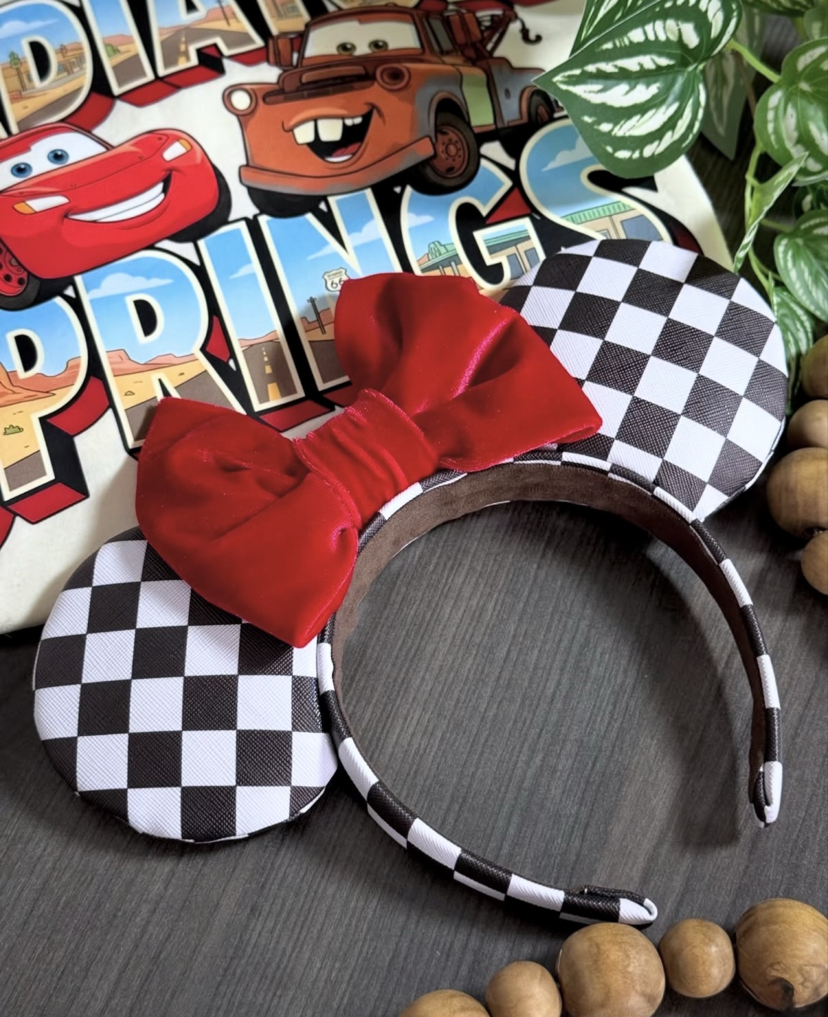 Checkered Red Bow Ears