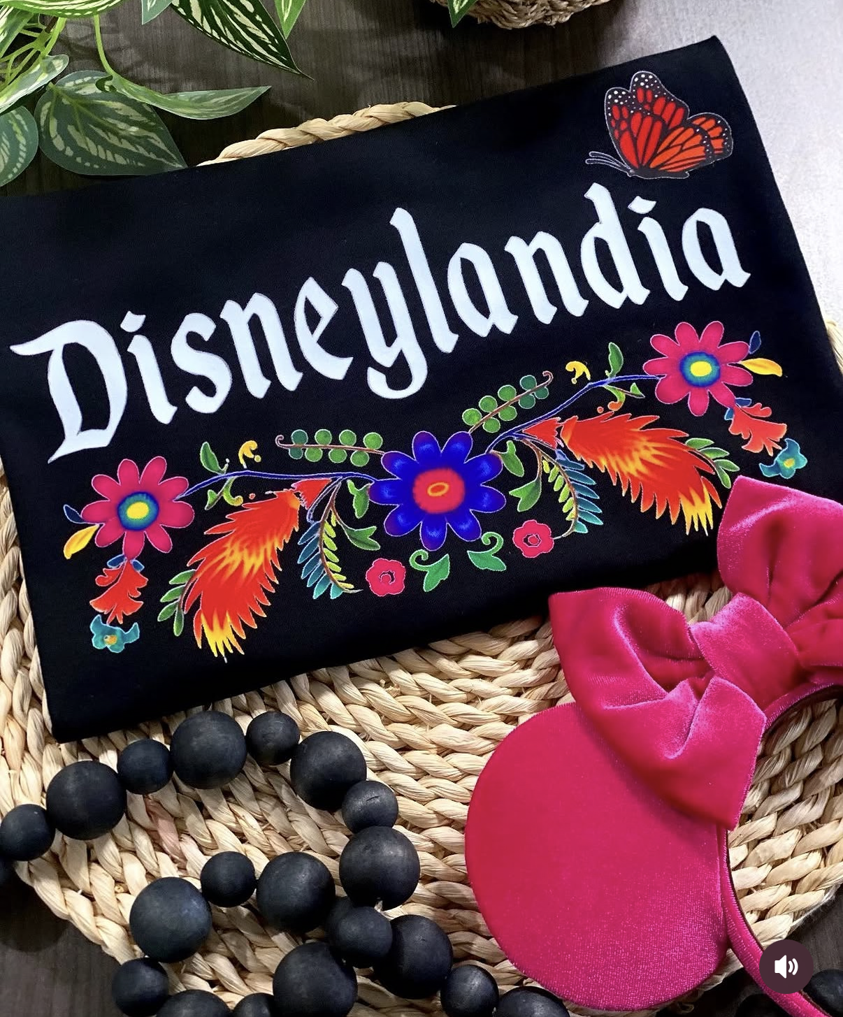 Black Flower Disneylandia Shirt