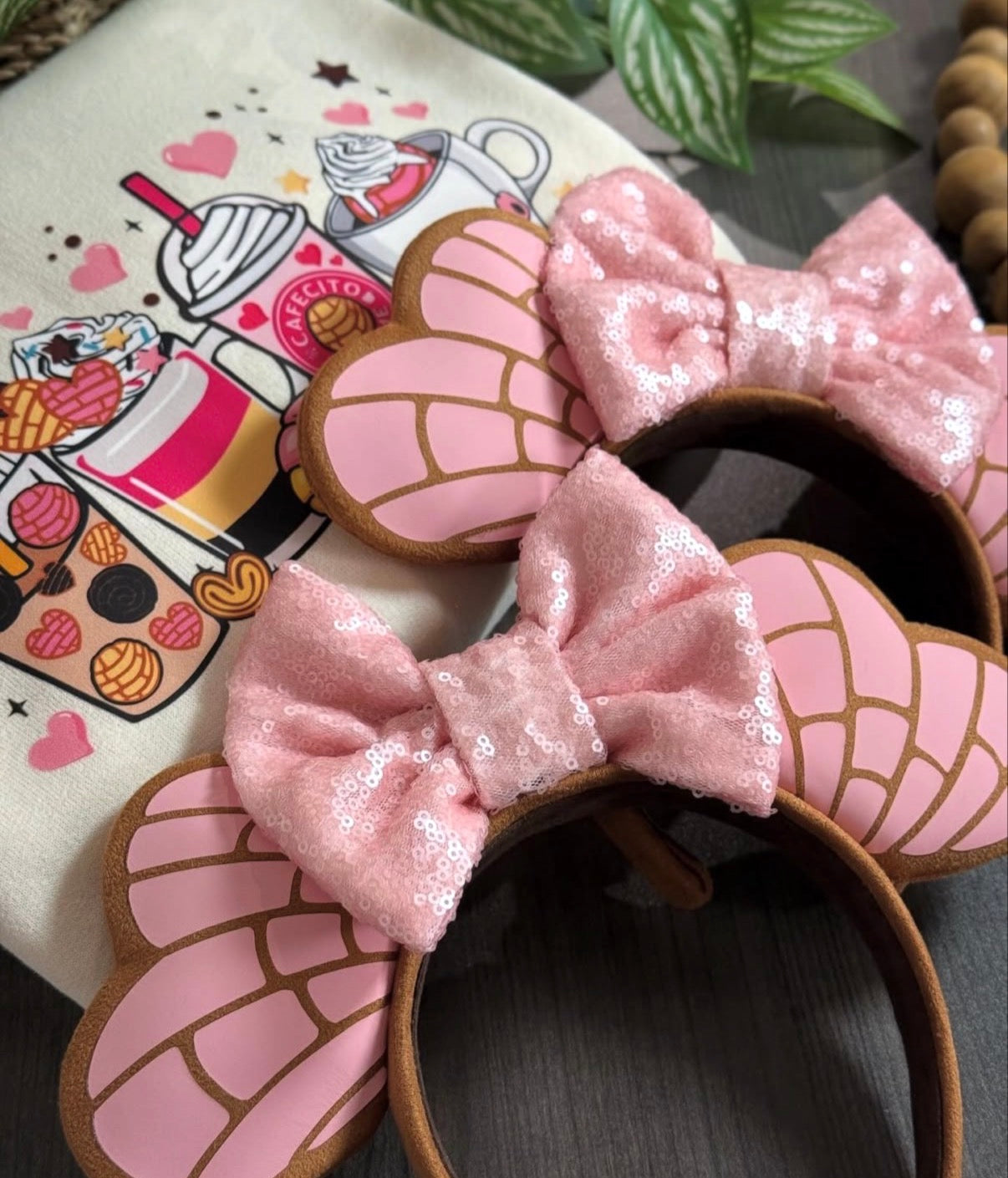 Pink Heart Shaped Concha Ears