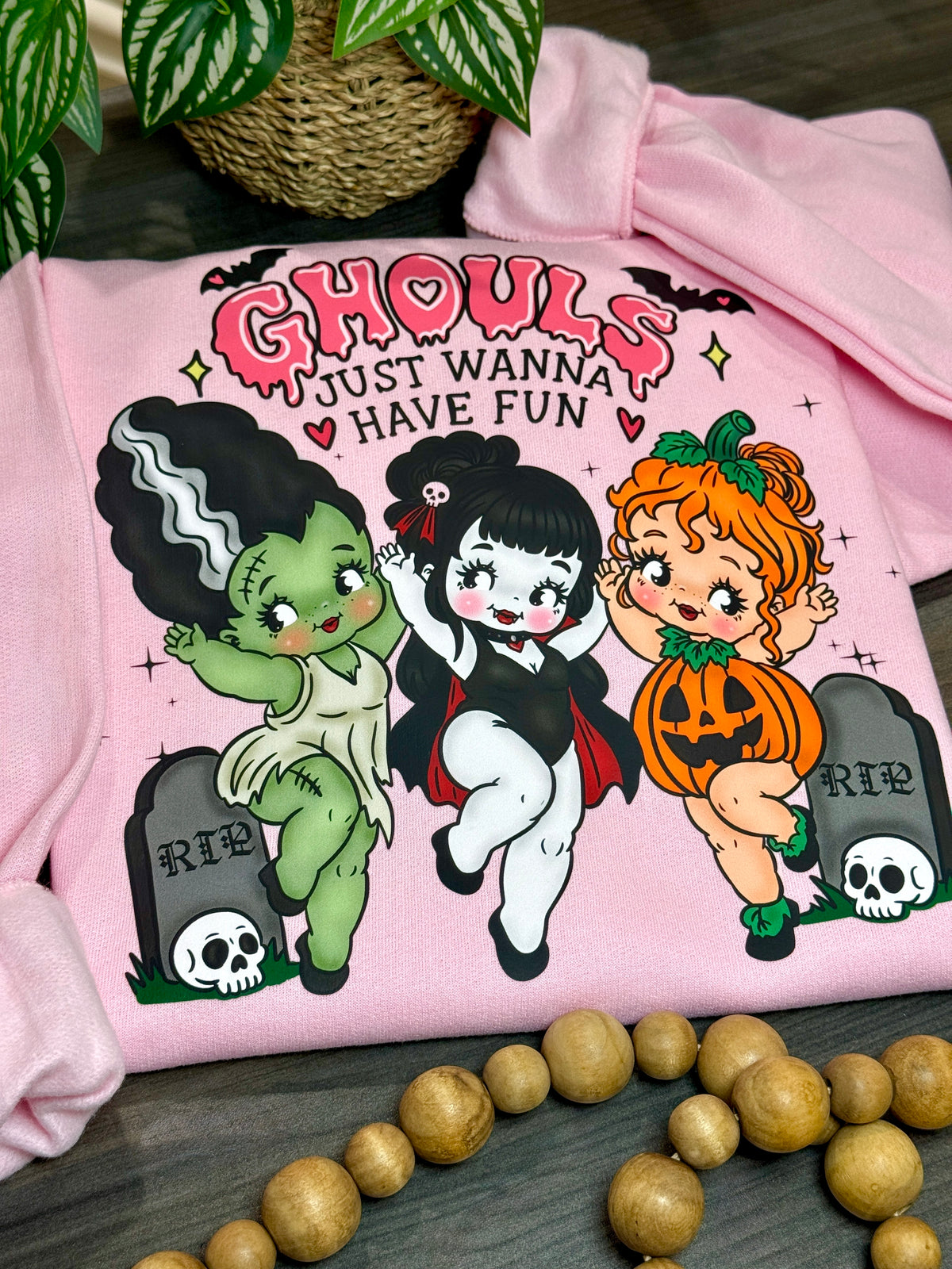 Ghouls Just Wanna Have Fun Pink Sweatshirt